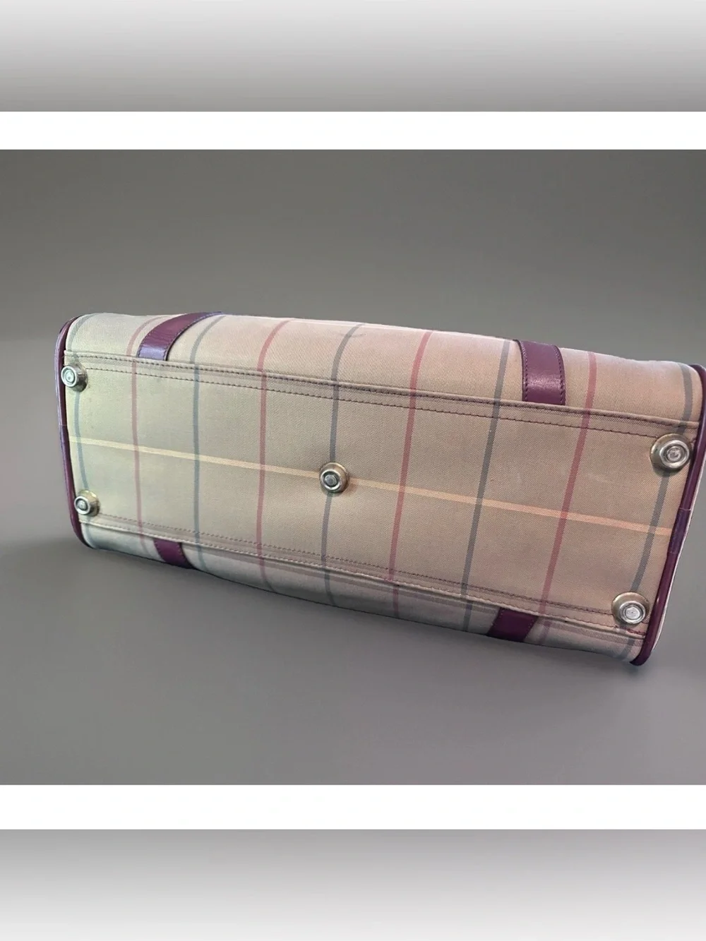 Authentic Burberry House Check Boston Duffel Travel Bag 35 Vintage